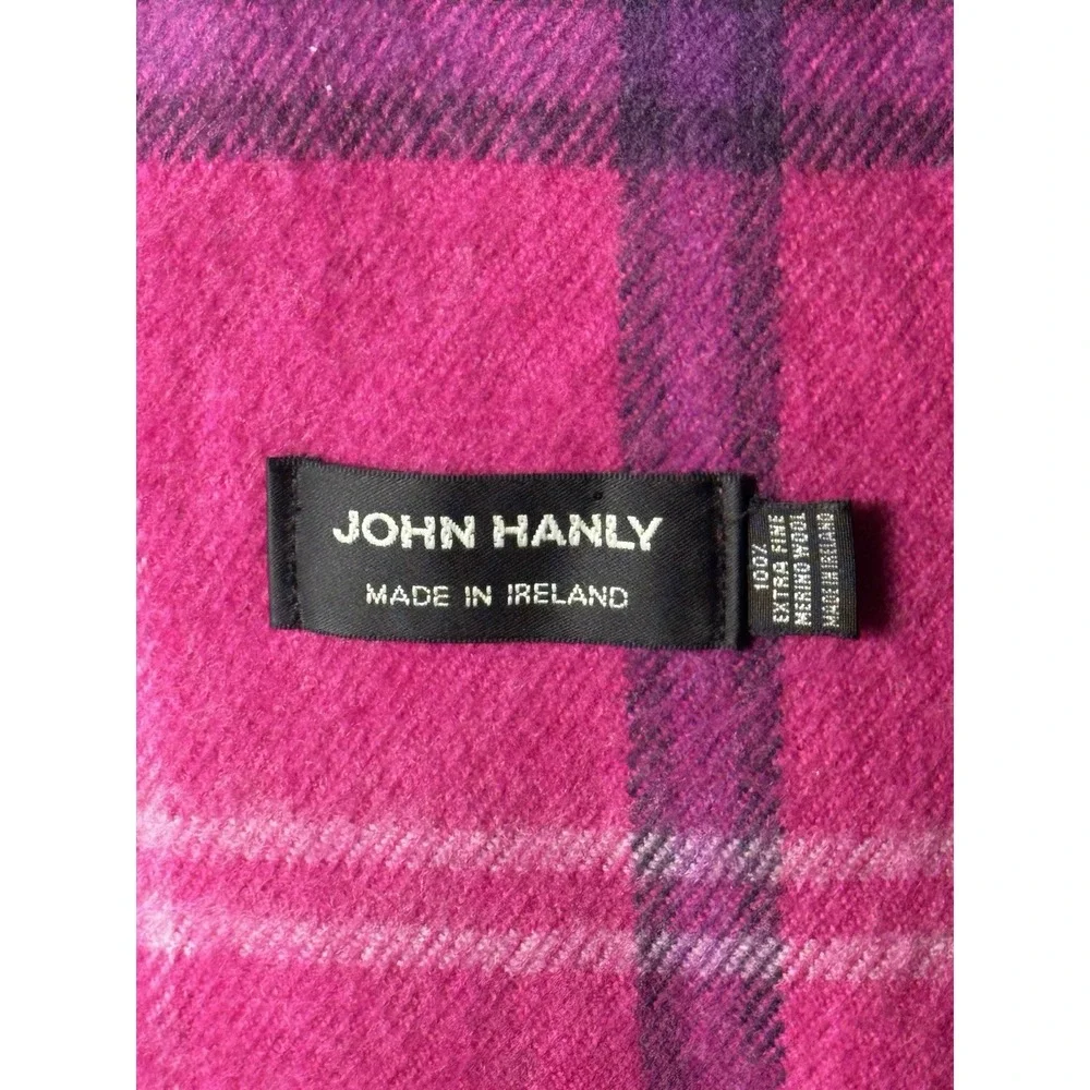John Hanly Men's One Size Multicolor Pink Extrafine Merino Wool Scarf